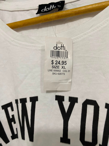 DOTTI |XL| BUST 21| A41| WHITE "NEW YORK" GRAPHIC UTILITY T-SHIRT