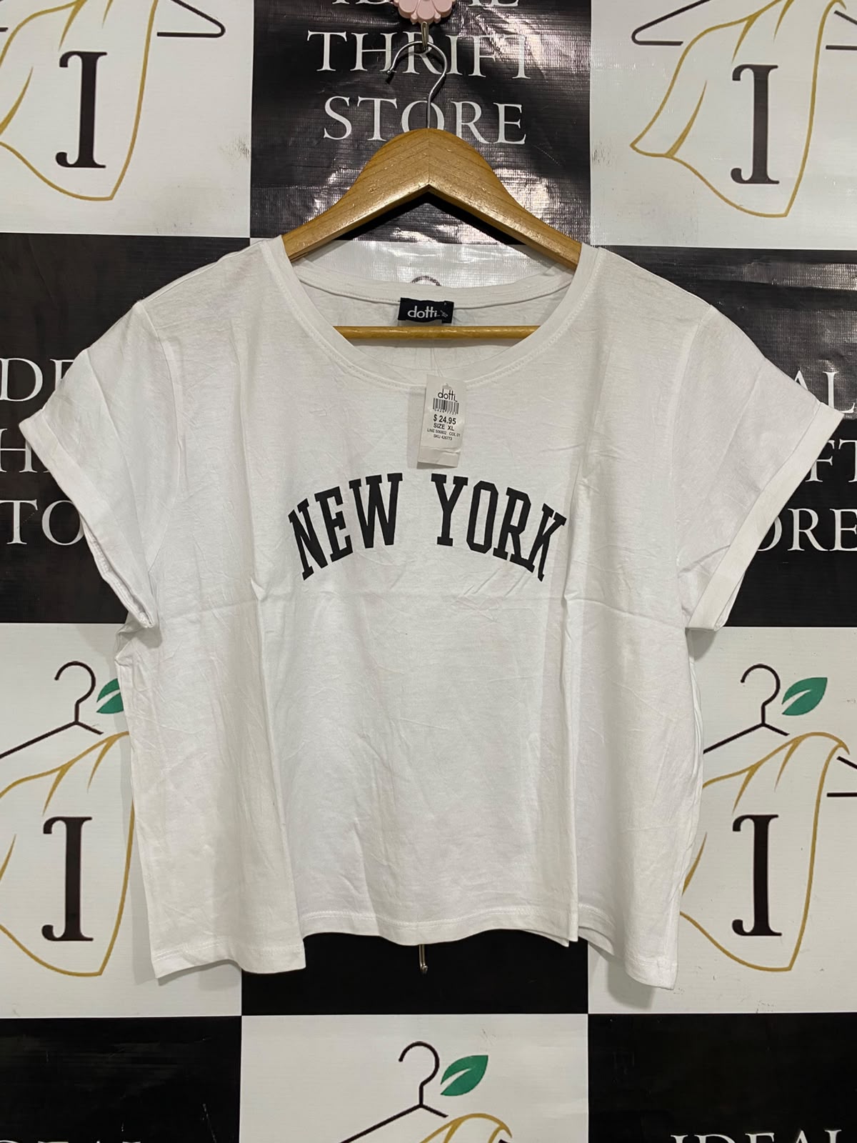 DOTTI |XL| BUST 21| A41| WHITE "NEW YORK" GRAPHIC UTILITY T-SHIRT