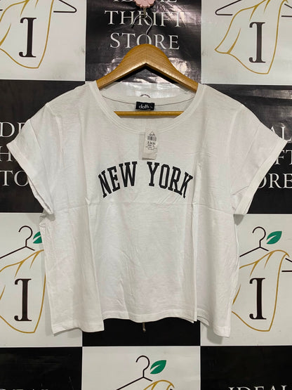 DOTTI |XL| BUST 21| A41| WHITE "NEW YORK" GRAPHIC UTILITY T-SHIRT