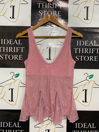 COTTON ON |S| BUST 14| A41| DUSTY PINK LACE PEPLUM UTILITY TANK TOP