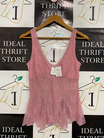 COTTON ON |S| BUST 14| A41| DUSTY PINK LACE PEPLUM UTILITY TANK TOP