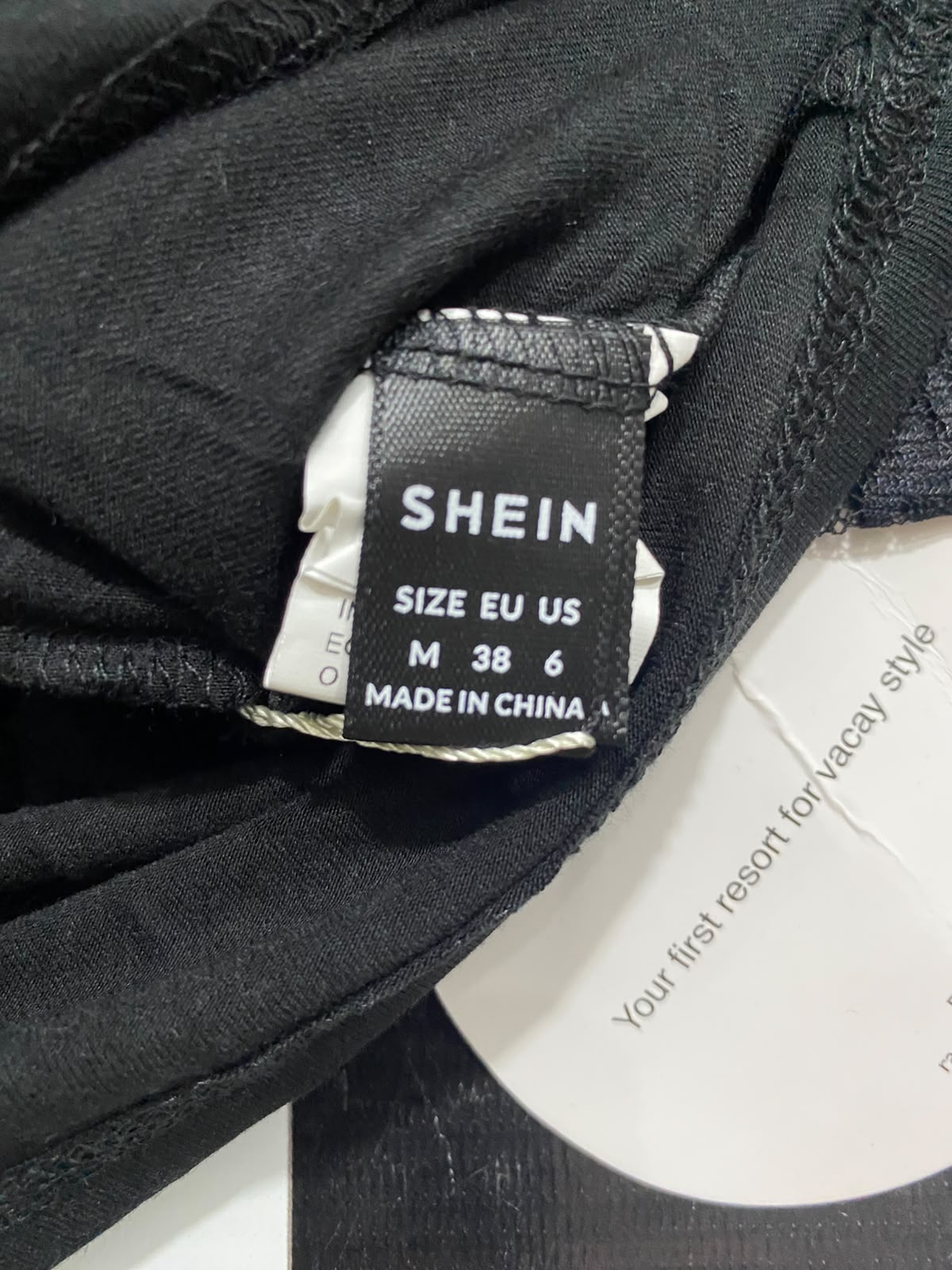 SHEIN |M| BUST 14| A41| VCAY BLACK LACE YOKE MOCK-NECK UTILITY CROP TOP