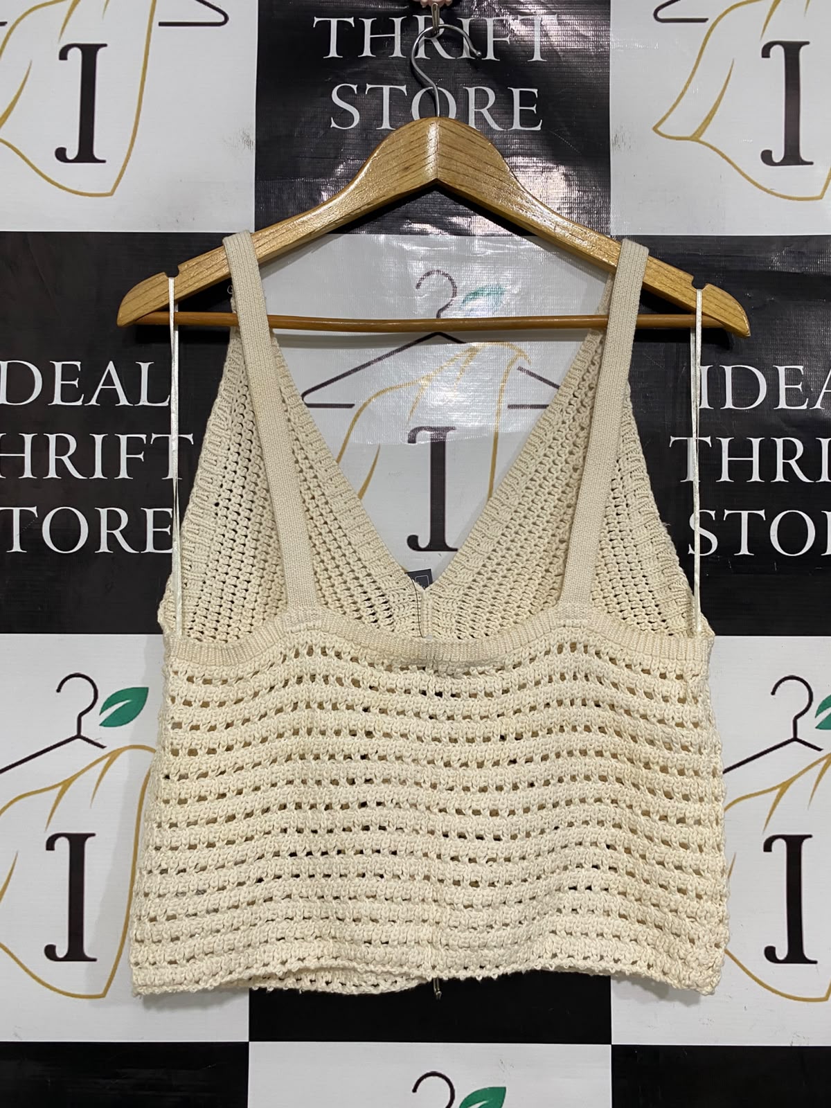 PRIMARK |L| BUST 16| A41| RITA ORA CREAM CROCHET UTILITY CROP TOP