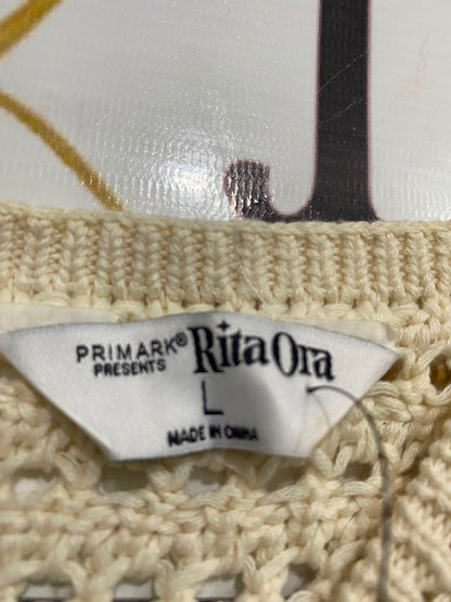 PRIMARK |L| BUST 16| A41| RITA ORA CREAM CROCHET UTILITY CROP TOP
