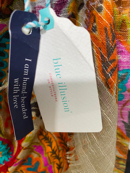 BLUE ILLUSION |B41| MULTICOLOR PAISLEY EMBROIDERED SEQUIN UTILITY SHAWL SCARF