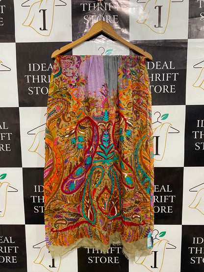 BLUE ILLUSION |B41| MULTICOLOR PAISLEY EMBROIDERED SEQUIN UTILITY SHAWL SCARF