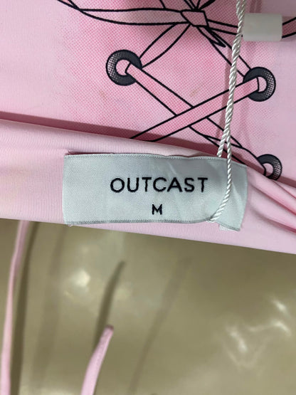OUTCAST |M| BUST 14| A41| LIGHT PINK "DELUSIONAL" RHINESTONE CAMI UTILITY CROP TOP