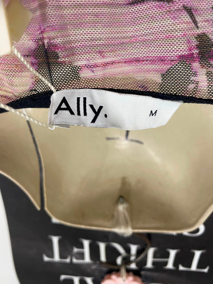 ALLY |M| BUST 16| A41| PURPLE FLORAL MESH CORSET-STYLE UTILITY CROP TOP