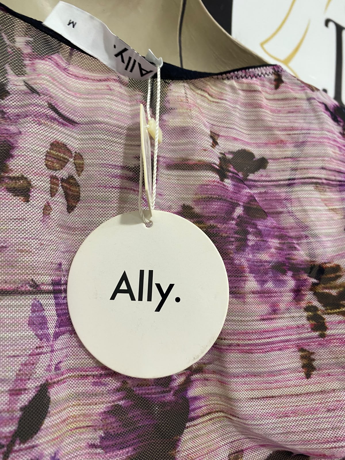 ALLY |M| BUST 16| A41| PURPLE FLORAL MESH CORSET-STYLE UTILITY CROP TOP
