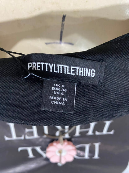 PRETTYLITTLE THING |S| BUST 15| A41| BLACK TAILORED VEST UTILITY CROP TOP