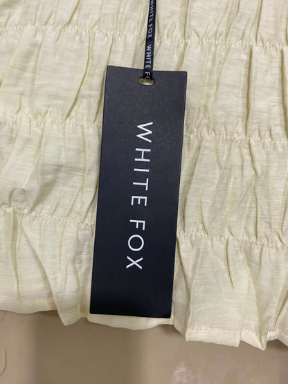 WHITE FOX |XS| BUST 15| A41| PALE YELLOW RUCHED PEPLUM UTILITY CAMI TOP