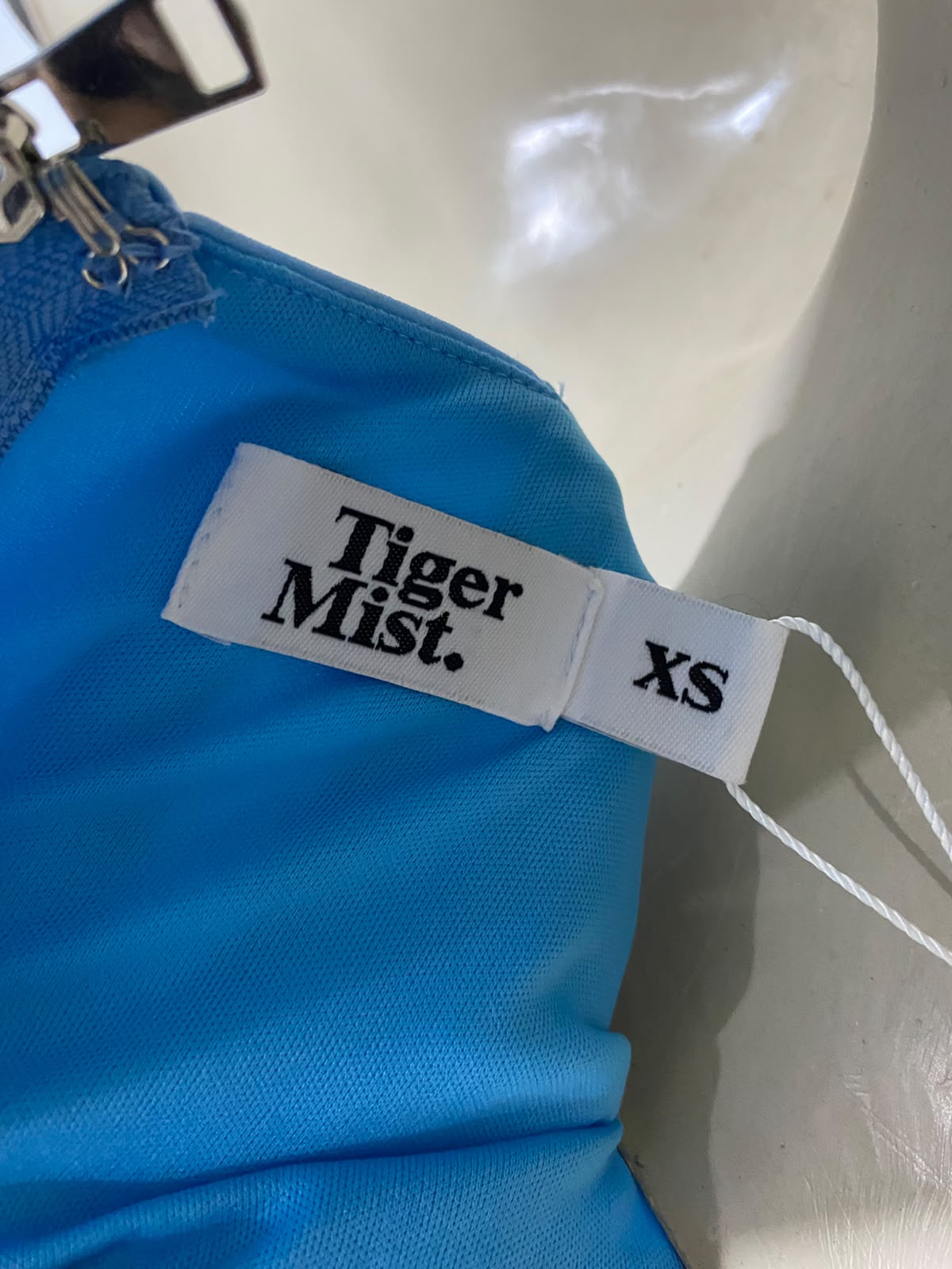 TIGER MIST |XS| BUST 15| A41| BRIGHT BLUE STRAPLESS CORSET UTILITY CROP TOP