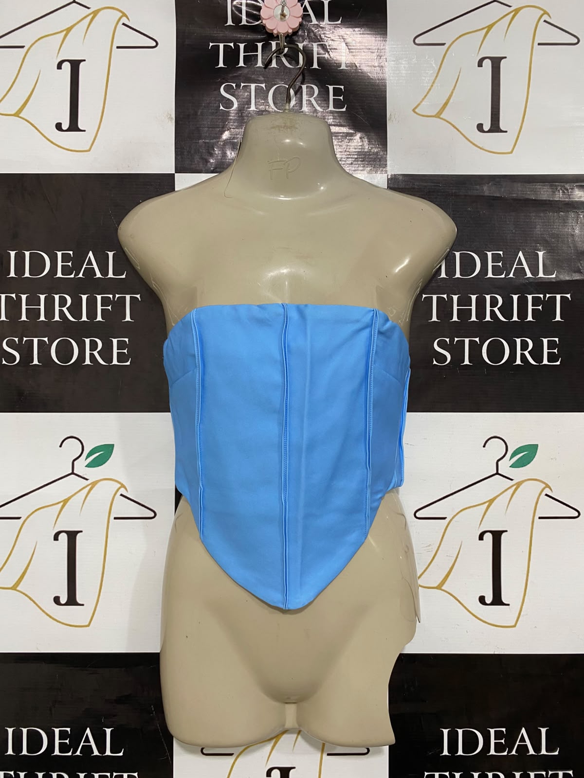TIGER MIST |XS| BUST 15| A41| BRIGHT BLUE STRAPLESS CORSET UTILITY CROP TOP
