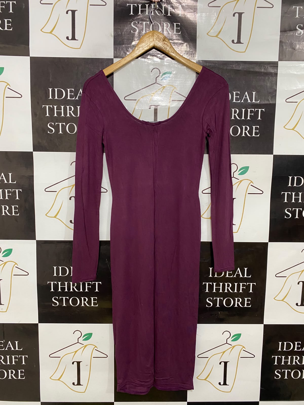 BOOHOO |S| BUST 13| A41| PLUM LONG-SLEEVE BODYCON UTILITY MIDI DRESS