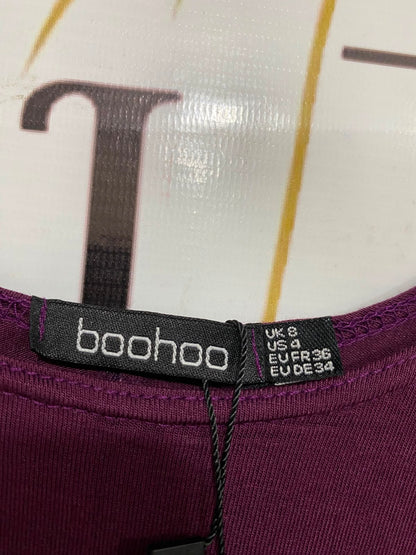 BOOHOO |S| BUST 13| A41| PLUM LONG-SLEEVE BODYCON UTILITY MIDI DRESS