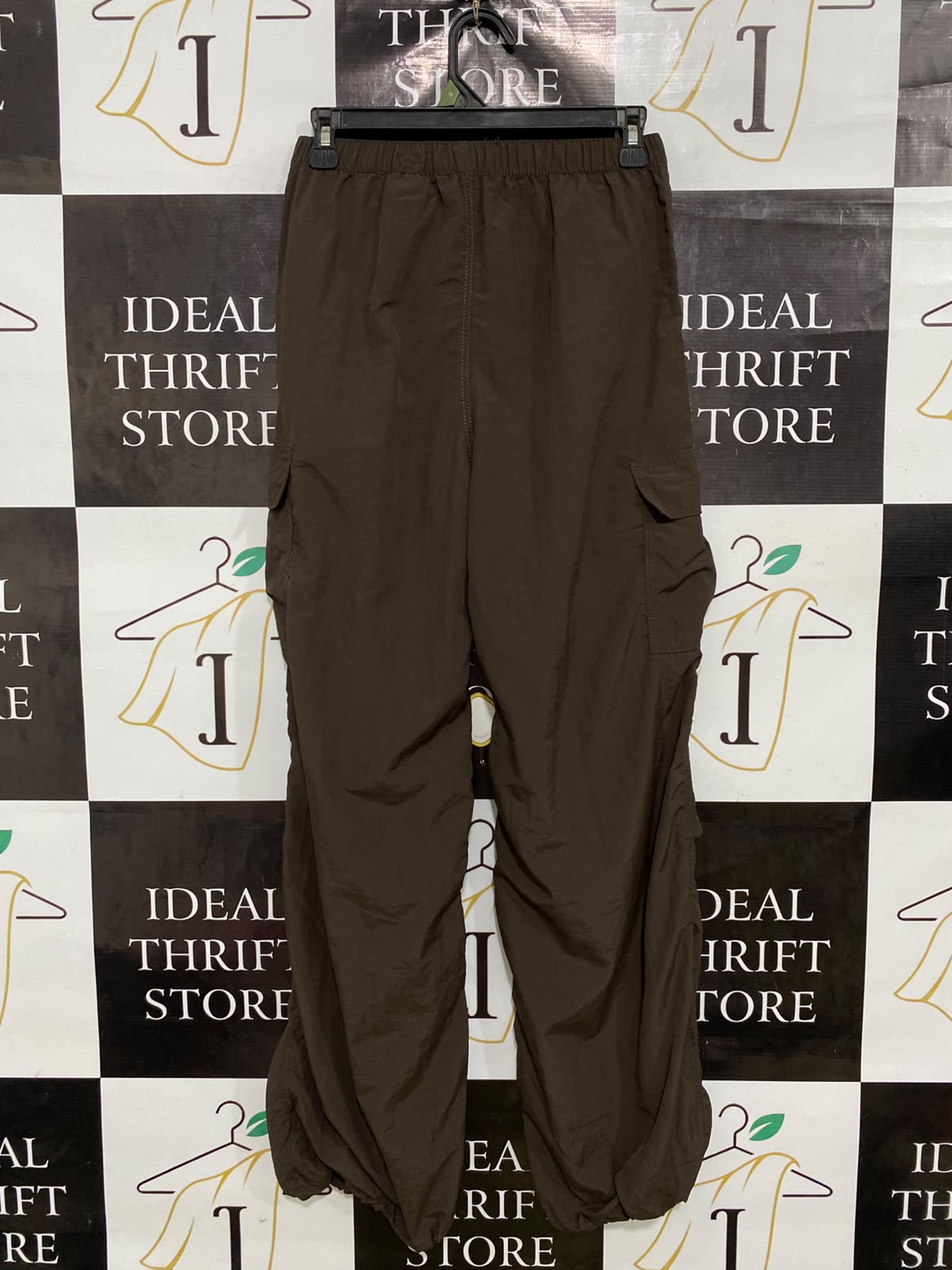 H&M |S| WAIST 26| A41| BROWN MULTI-POCKET PARACHUTE UTILITY CARGO PANTS