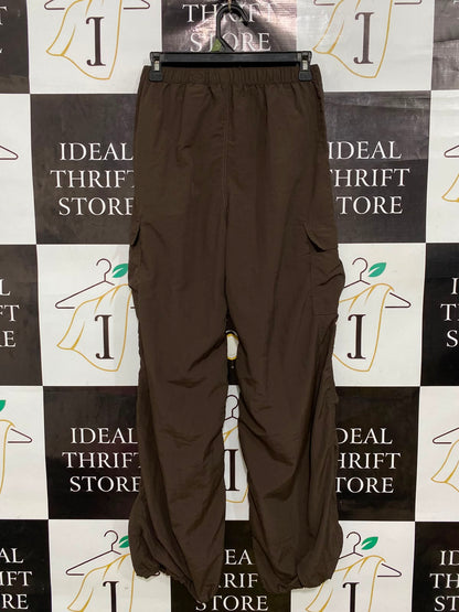 H&M |S| WAIST 26| A41| BROWN MULTI-POCKET PARACHUTE UTILITY CARGO PANTS