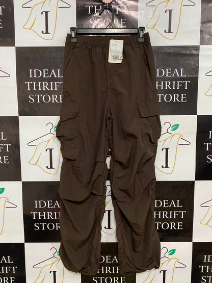 H&M |S| WAIST 26| A41| BROWN MULTI-POCKET PARACHUTE UTILITY CARGO PANTS