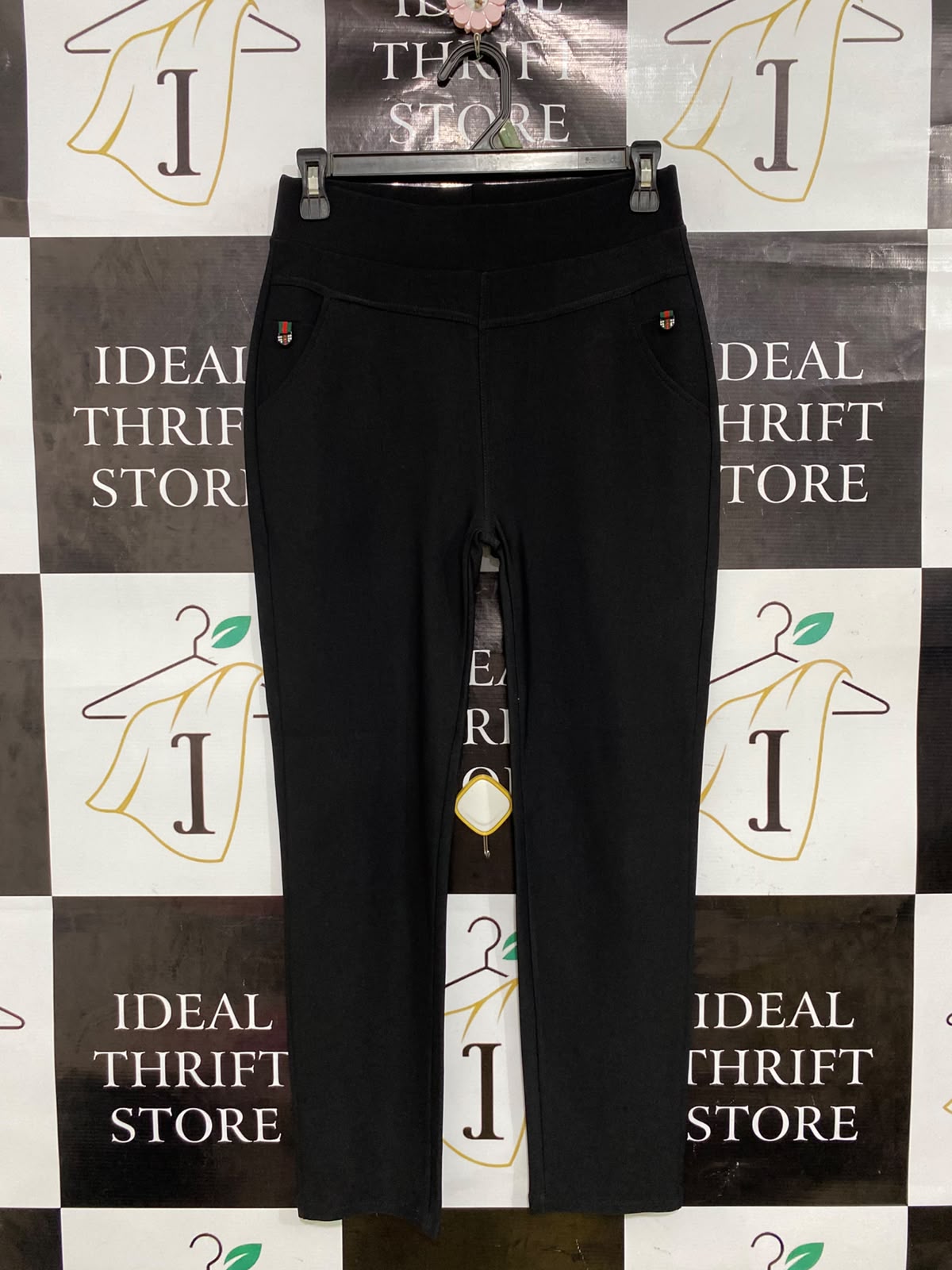 |S| WAIST 26| A41| BLACK TAILORED POCKET UTILITY TROUSERS