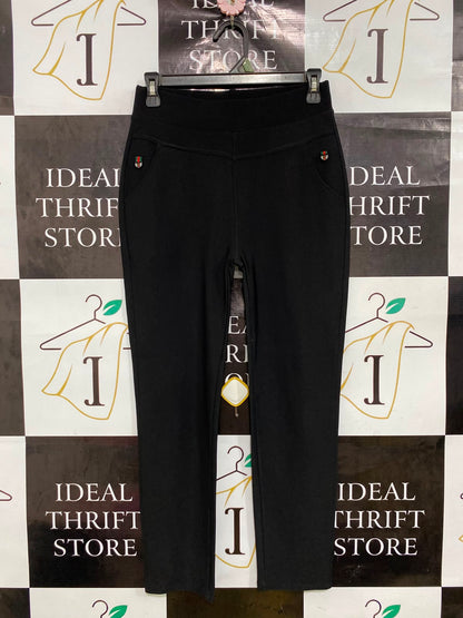 |S| WAIST 26| A41| BLACK TAILORED POCKET UTILITY TROUSERS