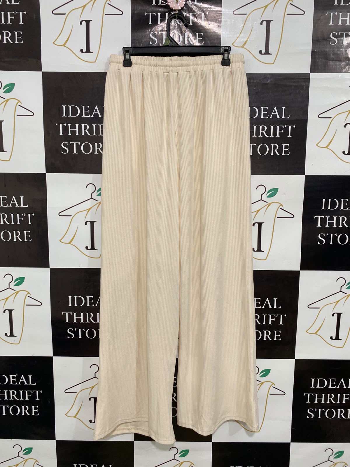 CIDER |M| WAIST 28| A41| CREAM RIBBED WIDE-LEG DRAWSTRING UTILITY TROUSERS
