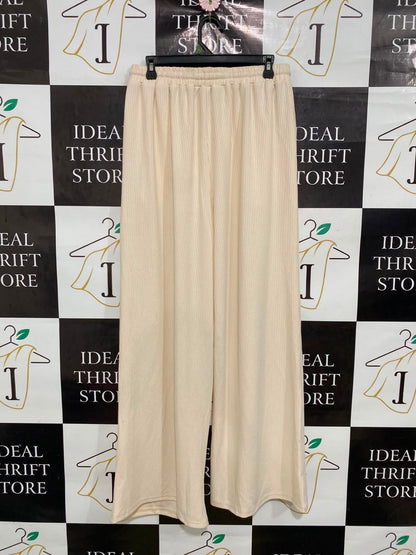 CIDER |M| WAIST 28| A41| CREAM RIBBED WIDE-LEG DRAWSTRING UTILITY TROUSERS