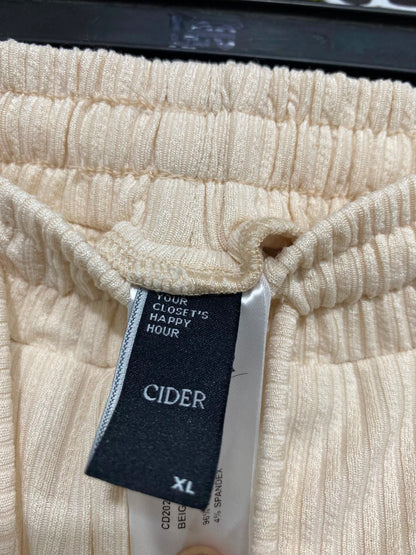 CIDER |M| WAIST 28| A41| CREAM RIBBED WIDE-LEG DRAWSTRING UTILITY TROUSERS