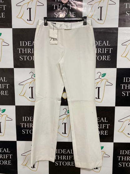ZARA |S| WAIST 30| A41| CREAM TAILORED UTILITY TROUSERS