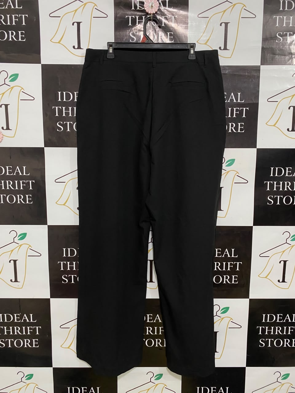 DAZIE |XL| WAIST 36| A41| BLACK WIDE-LEG TAILORED UTILITY TROUSERS