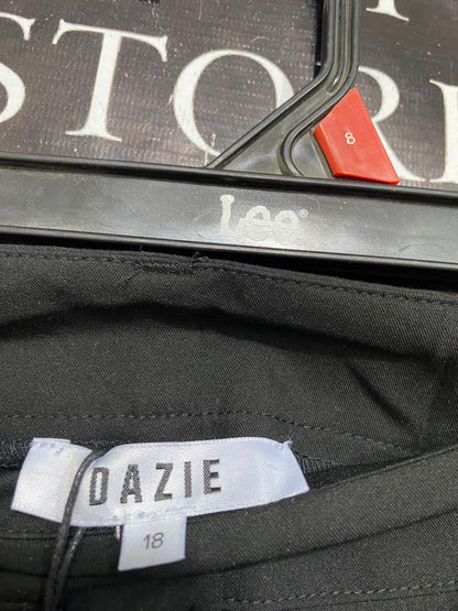 DAZIE |XL| WAIST 36| A41| BLACK WIDE-LEG TAILORED UTILITY TROUSERS