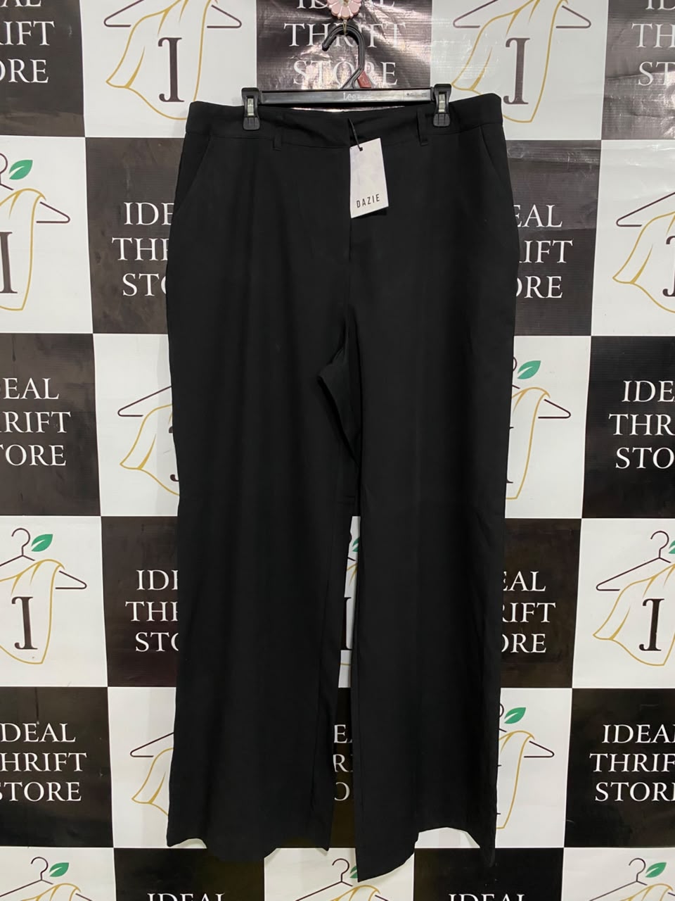 DAZIE |XL| WAIST 36| A41| BLACK WIDE-LEG TAILORED UTILITY TROUSERS