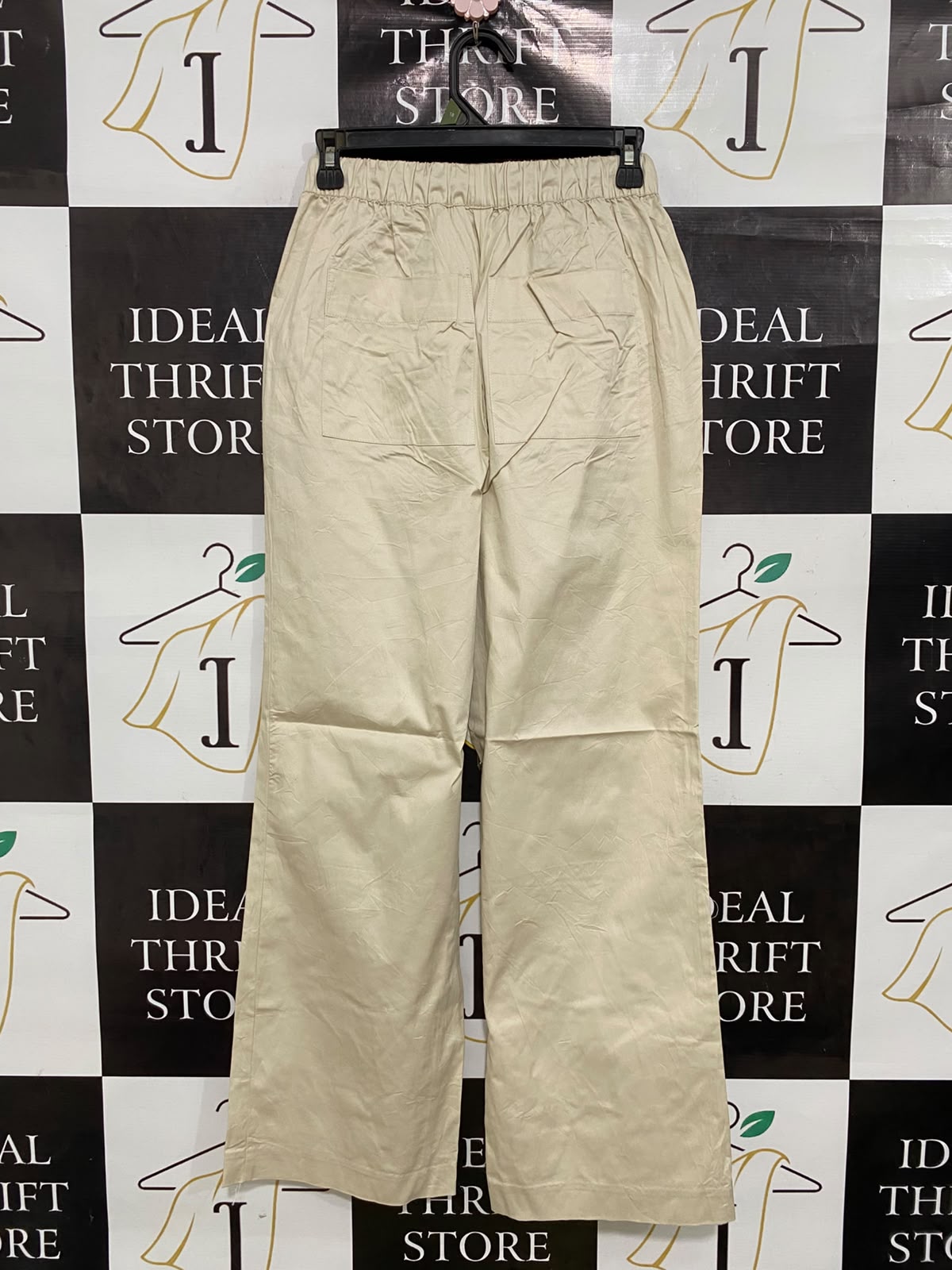 NUDELUCY |S| WAIST 24| A41| BEIGE UTILITY DRAWSTRING WIDE-LEG TROUSERS