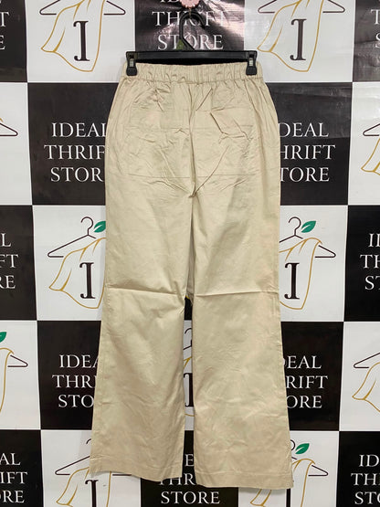 NUDELUCY |S| WAIST 24| A41| BEIGE UTILITY DRAWSTRING WIDE-LEG TROUSERS