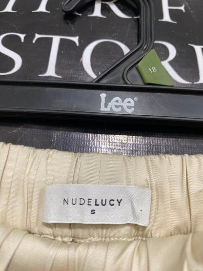 NUDELUCY |S| WAIST 24| A41| BEIGE UTILITY DRAWSTRING WIDE-LEG TROUSERS