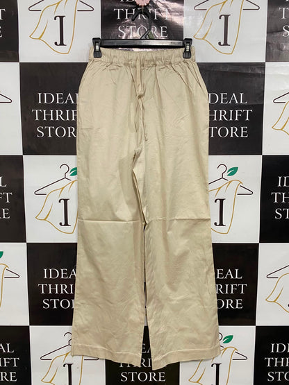 NUDELUCY |S| WAIST 24| A41| BEIGE UTILITY DRAWSTRING WIDE-LEG TROUSERS