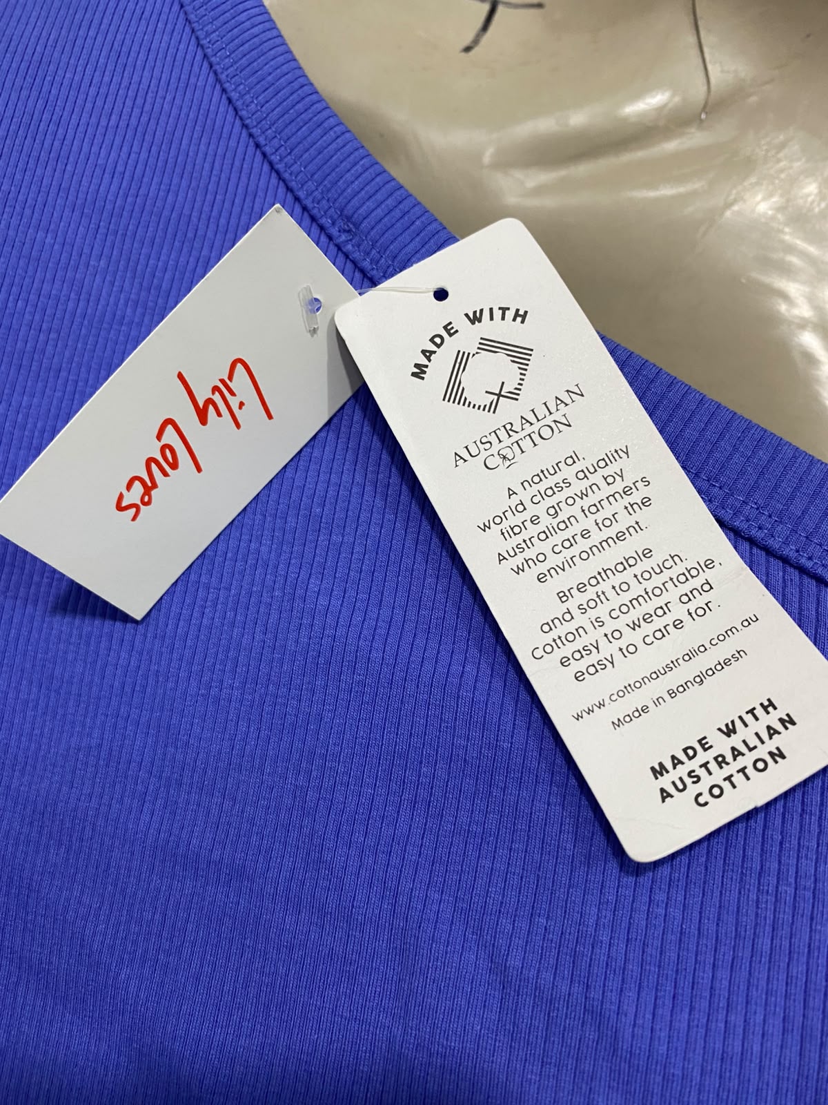 LILY LOVES |M| BUST 15| A41| BLUE ONE-SHOULDER RIBBED UTILITY TANK TOP