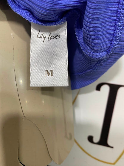 LILY LOVES |M| BUST 15| A41| BLUE ONE-SHOULDER RIBBED UTILITY TANK TOP