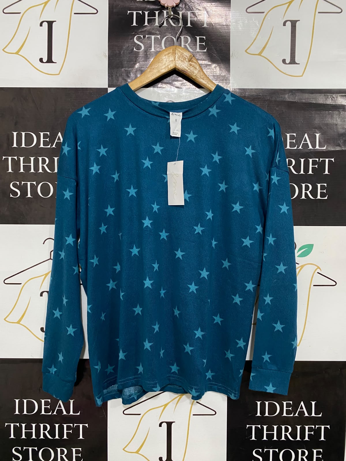 & ME |S| BUST 21| A41| TEAL STAR-PRINT PRINTED UTILITY PULLOVER