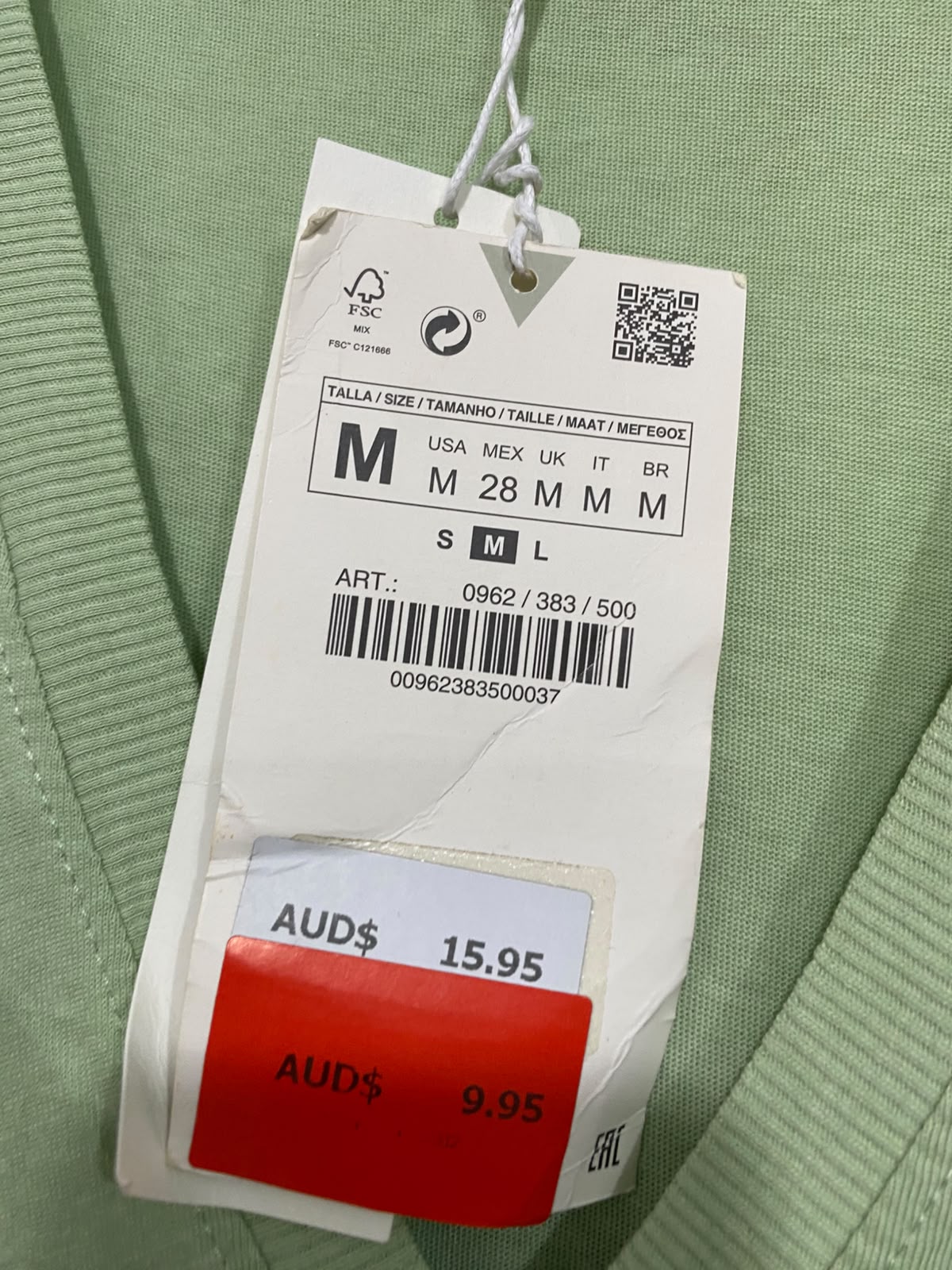 ZARA |M| BUST 19| A41| SAGE GREEN V-NECK UTILITY TANK TOP