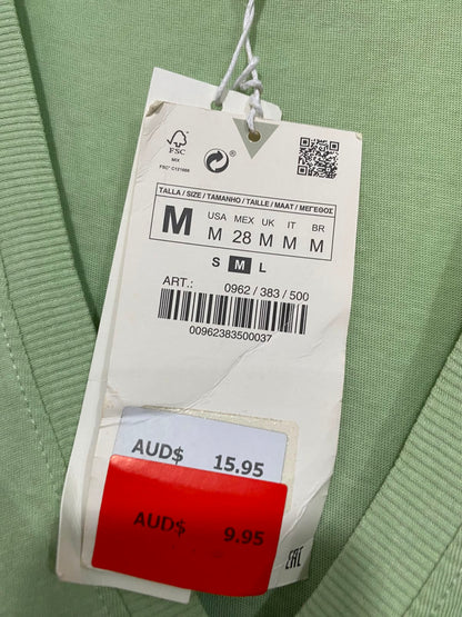 ZARA |M| BUST 19| A41| SAGE GREEN V-NECK UTILITY TANK TOP