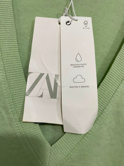 ZARA |M| BUST 19| A41| SAGE GREEN V-NECK UTILITY TANK TOP