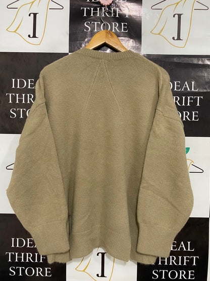 OSKER |XS/S| BUST 27| A41| BEIGE OVERSIZED KNIT UTILITY SWEATER