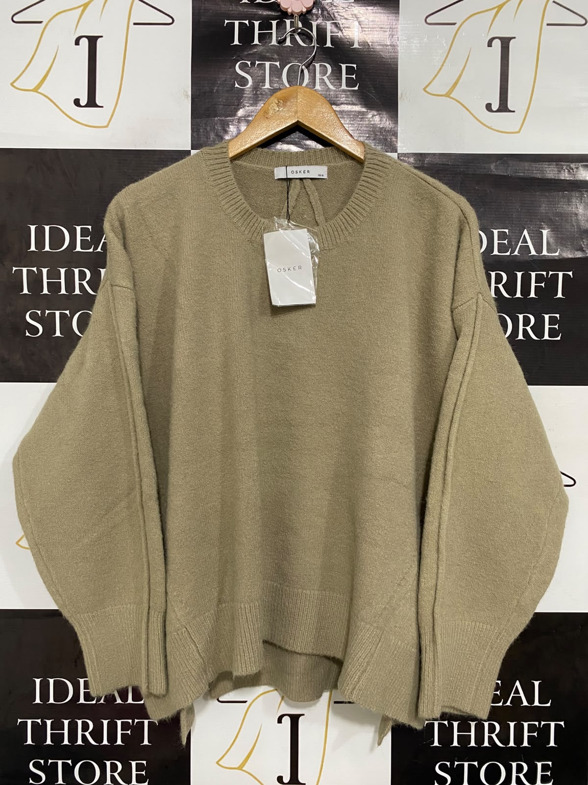 OSKER |XS/S| BUST 27| A41| BEIGE OVERSIZED KNIT UTILITY SWEATER