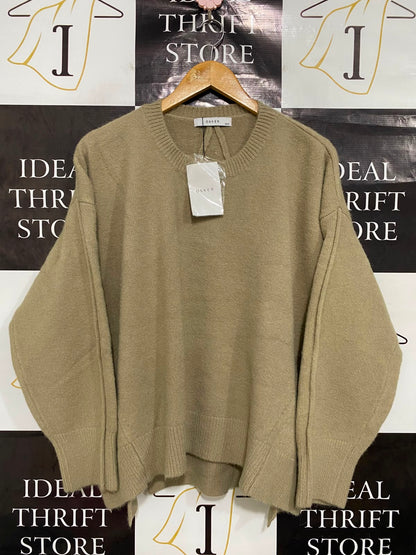 OSKER |XS/S| BUST 27| A41| BEIGE OVERSIZED KNIT UTILITY SWEATER