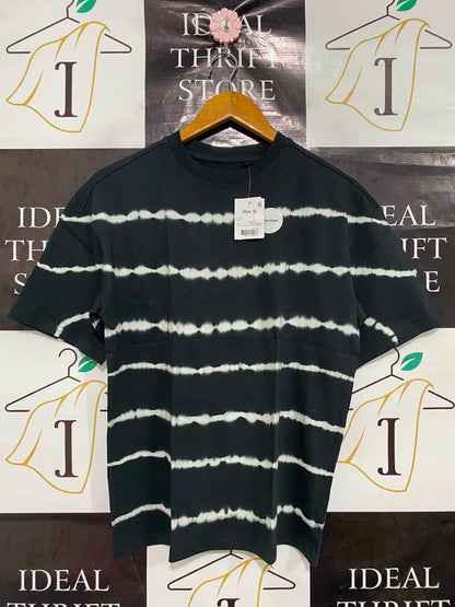 ANKO |M| BUST 19| A41| BLACK AND WHITE TIE-DYE STRIPE UTILITY TEE