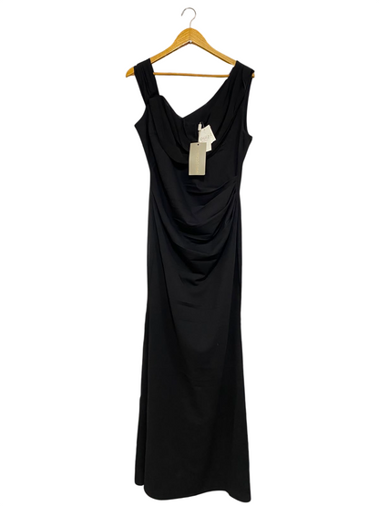 QUIZ |M| BUST 17| A42| BLACK ONE-SHOULDER RUCHED EVENING MAXI DRESS