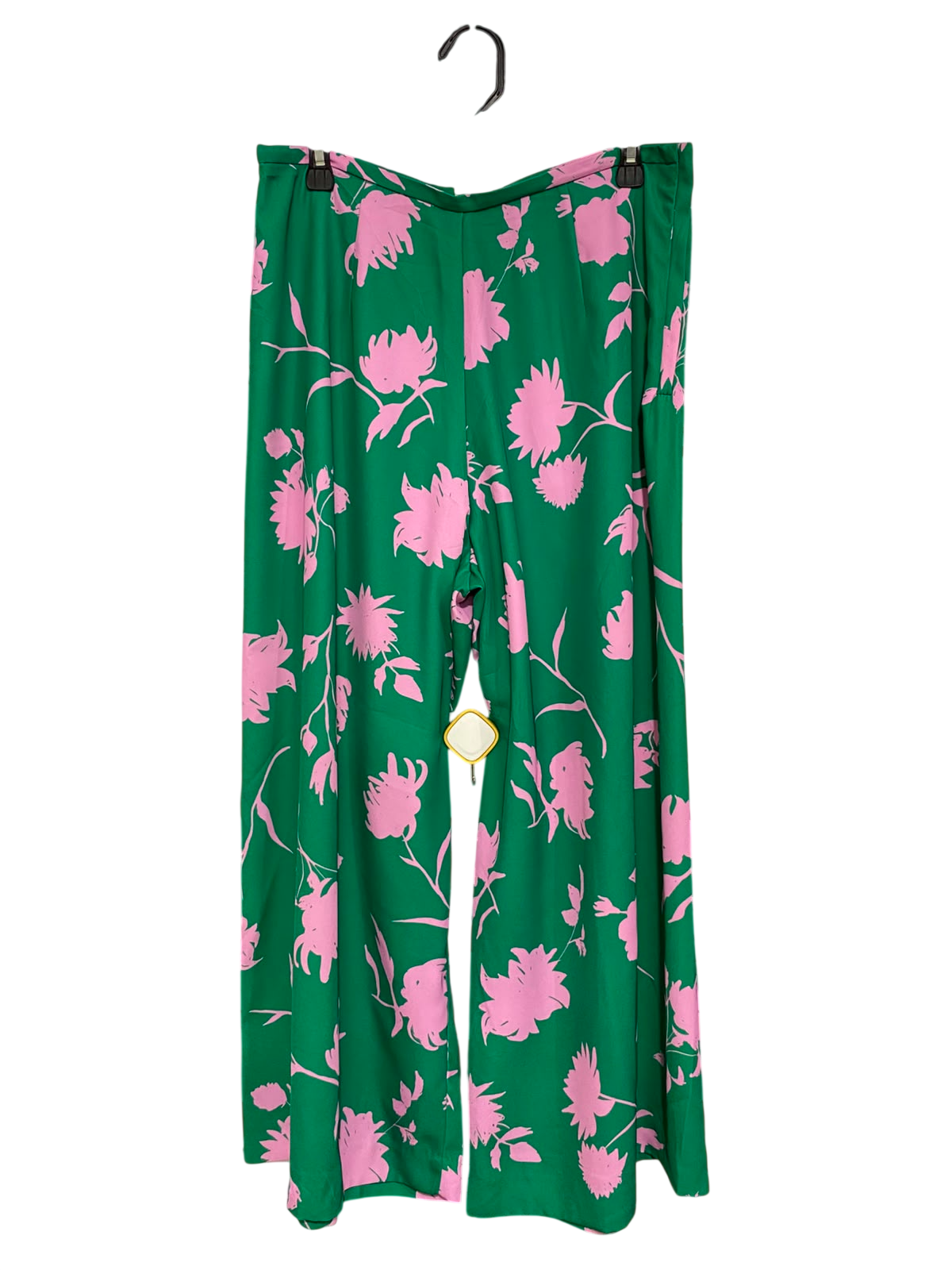 H&M |L| WAIST 30| A42| GREEN & PINK FLORAL UTILITY WIDE-LEG PALAZZO PANTS