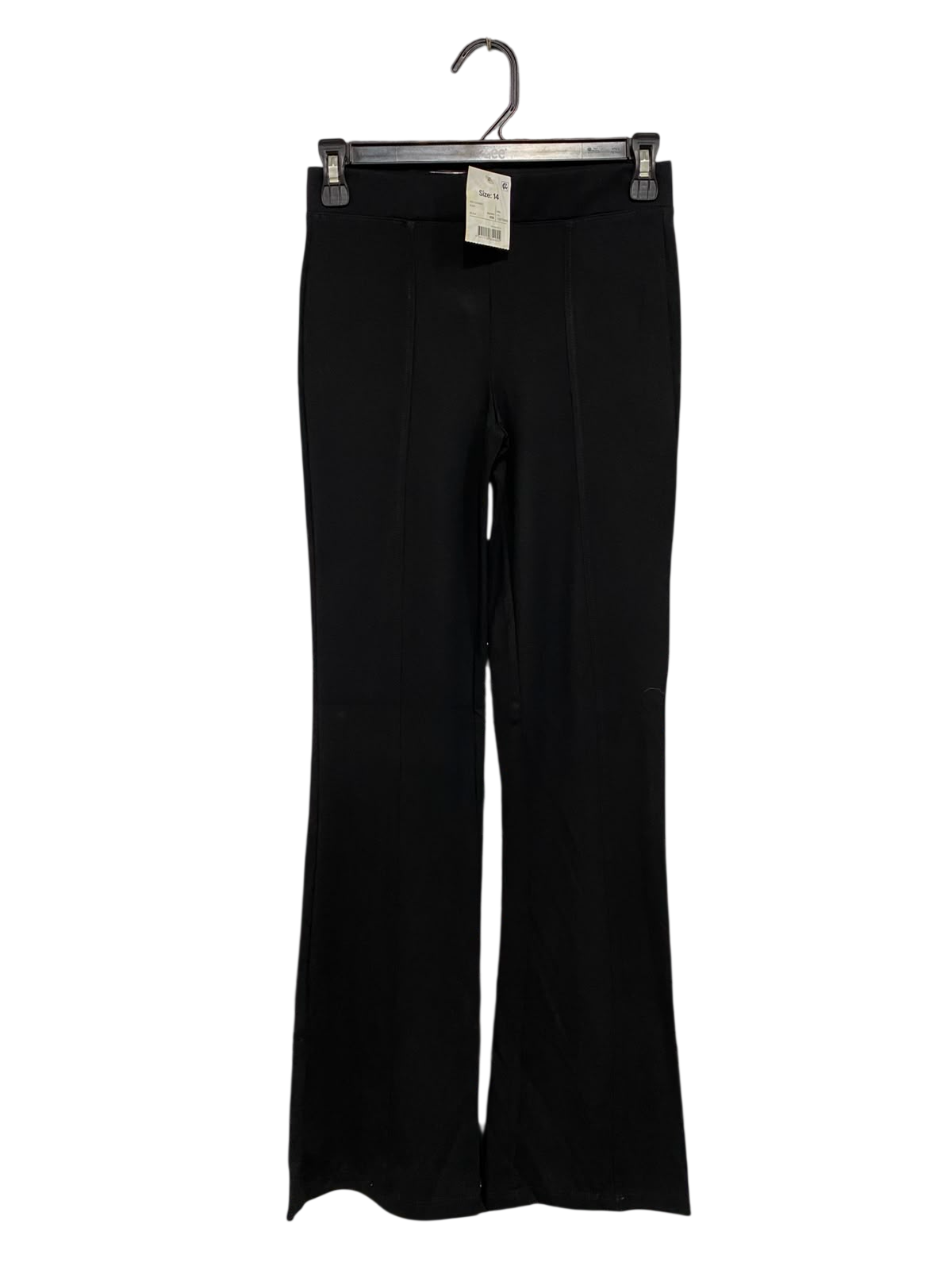 ANKO |XS| WAIST 24| A42| BLACK HIGH-RISE CENTER-SEAM FLARED TECHNICAL UTILITY TROUSERS