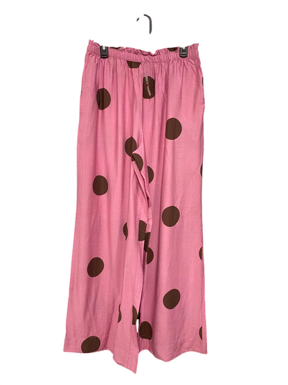 ED IT ED |L| WAIST 30| A42| PINK & BROWN POLKA DOT UTILITY WIDE-LEG PALAZZO PANTS