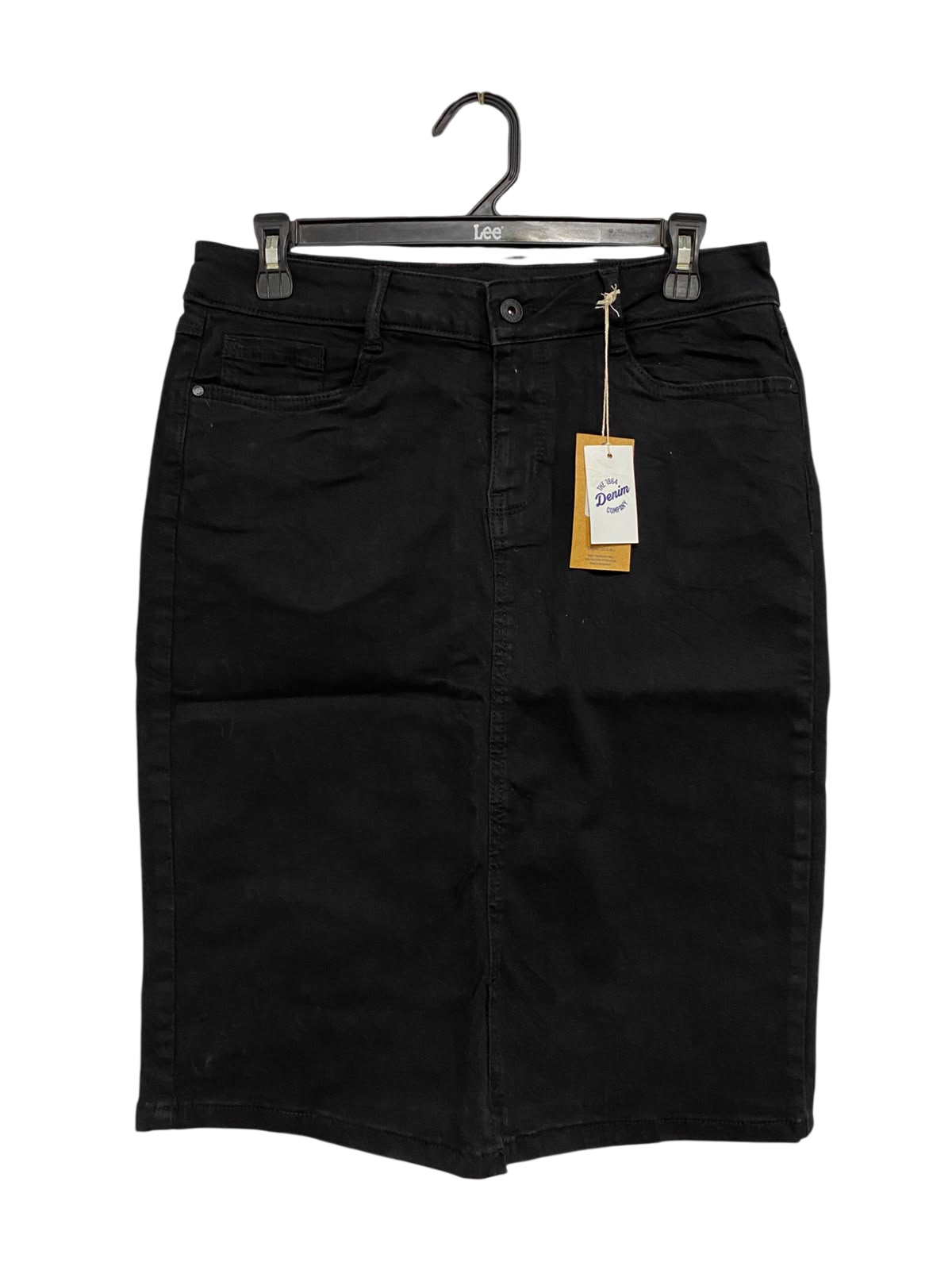 DENIM |L| WAIST 30| A42| BLACK DENIM MIDI UTILITY SKIRT